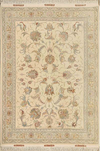 Ковёр 1,55х2,15 TABRIZ AFSHAN 50R FRINGES (FARAJI) 238371 500т.уз шерсть+шёлк осн. cream/gray Иран