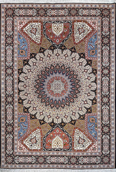 Ковёр 2,09х3,09 Tabriz Gonbad Dargahi MOHAMMADI 236870 500.000уз шерсть+шёлк осн.хлопок mix/d.blue
