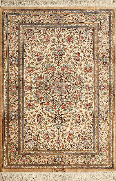 Ковёр 0,99х1,56 Кум 12/1599 Крем шёлк на шёлке