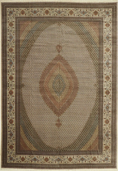 Ковёр 5,02х7,12 Tabriz Mahi PIROOZIAN 237899 500т.уз шерсть+шёлк осн.шёлк cream/cream Иран