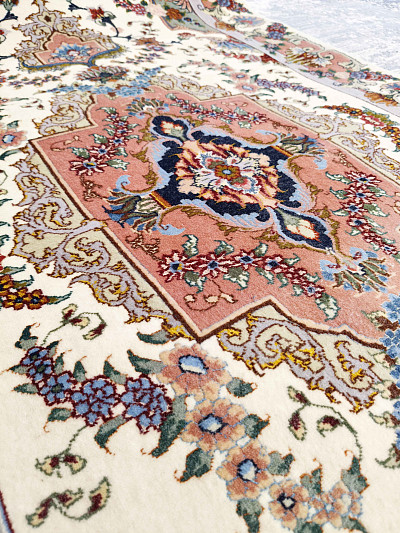 Ковёр 0,88х4,12 Tabriz Medallion(B) BENAM 230636 500.000уз шерсть+шёлк осн.хлопок cream/copper Иран