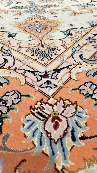 Ковёр 1,58х2,19 Tabriz Medallion TAGHIZADEH 236514 500.000уз шерсть+шёлк осн.шёлк cream/copper Иран