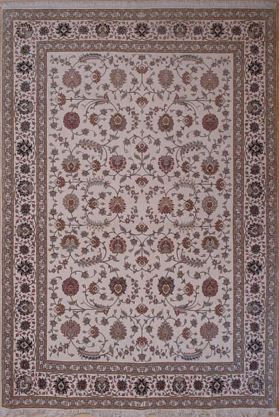Ковёр 2,00х2,93 Табриз афшан 12/1201 2013К 50радж крем шерсть+шёлк на шёлке