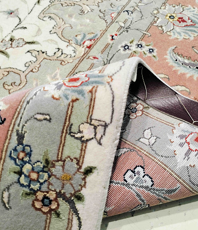 Ковёр 2,02х2,98 Tabriz Medallion FARAJI 290017 500.000уз шерсть+шёлк осн.хлопок cream/pink Иран