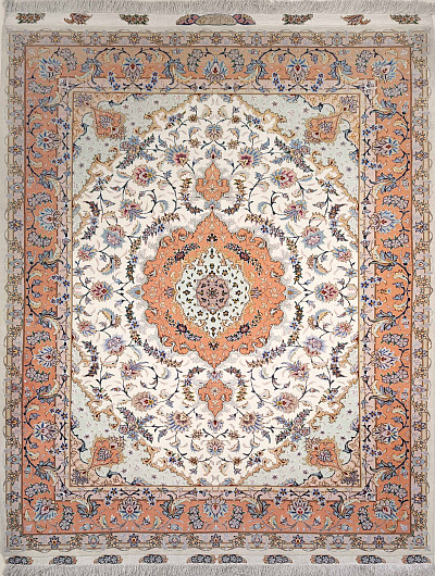 Ковёр 1,58х2,19 Tabriz Medallion TAGHIZADEH 236514 500.000уз шерсть+шёлк осн.шёлк cream/copper Иран