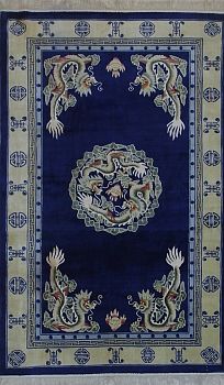 Ковёр 1,54х2,50 Серый Дракон шёлк Китай