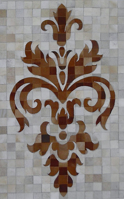 Ковёр 0,90х1,50 из кусочков шкур коров L-147 айвори/браун 2016