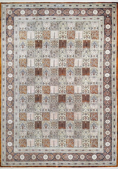 Ковёр 2,00х3,05 Ghom Kheshti MOUSAVI 235406 1млн.уз шёлк осн.шёлк mix/brown Иран